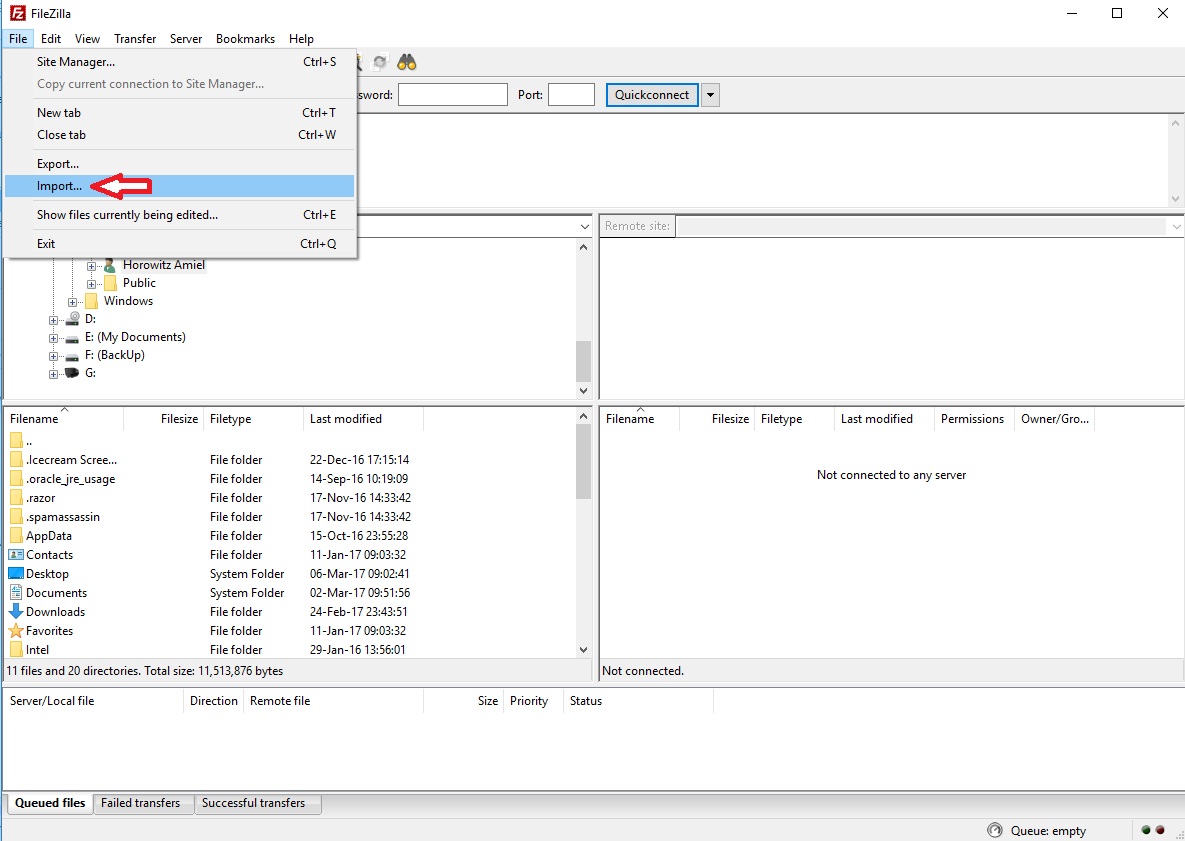 התחברות ל- FTP עם תוכנת Filezilla התחברות ל- FTP עם תוכנת Filezilla