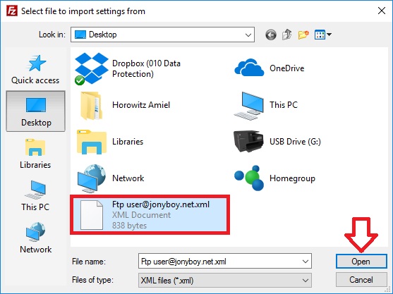 התחברות ל- FTP עם תוכנת Filezilla התחברות ל- FTP עם תוכנת Filezilla