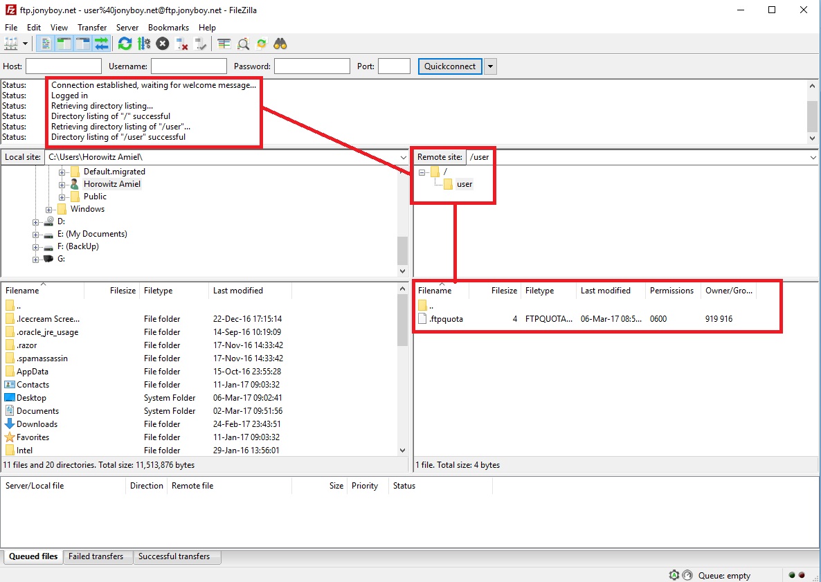 התחברות ל- FTP עם תוכנת Filezilla התחברות ל- FTP עם תוכנת Filezilla